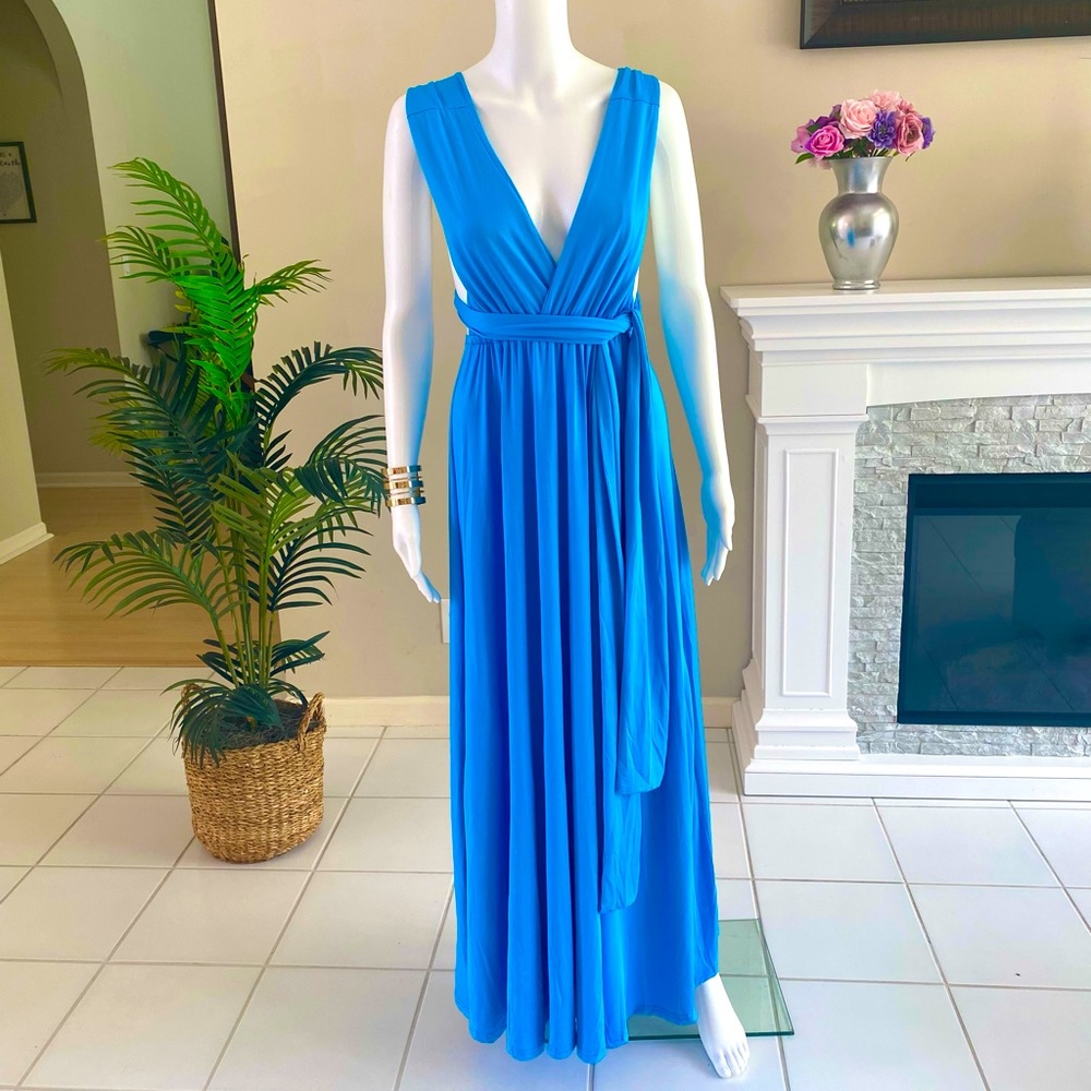 Isla Posh Convertible Infinity Maxi Dress in Light Blue